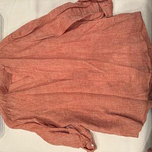 Murano Linen mauve/salmonish long-sleeve with hidden buttons